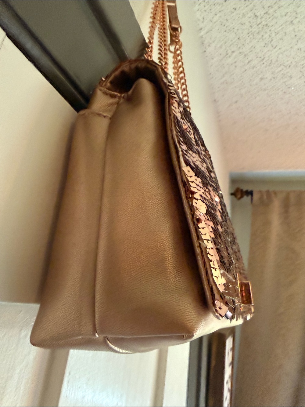 INC International Concepts Rose Gold Sequin Shoulder Bag - Picture 6 of 10